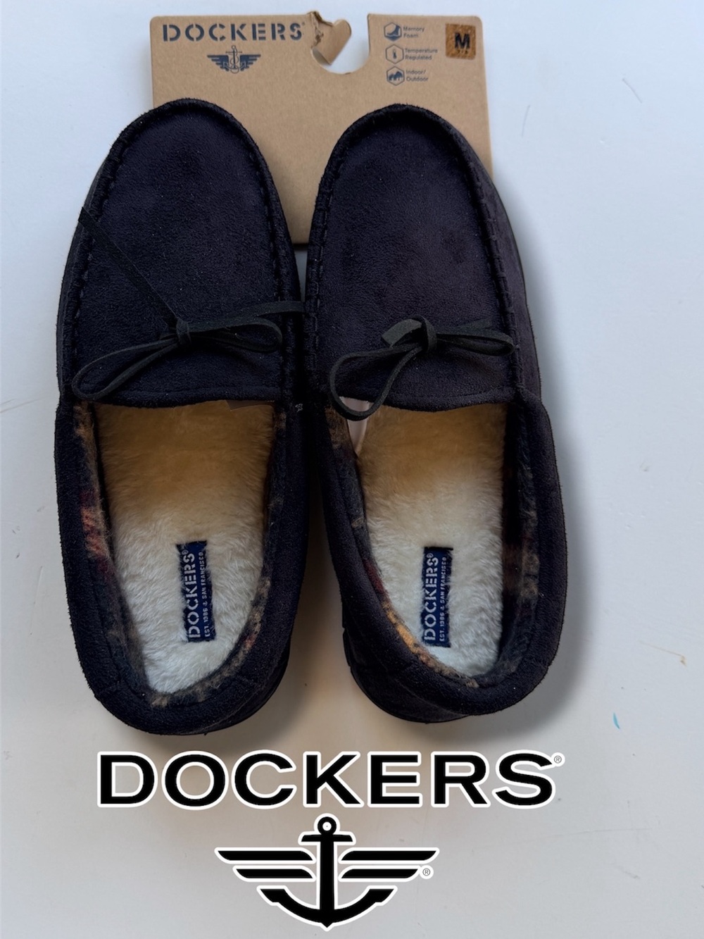 Dockers Slippers Microsuede Boater Moccasin Plush Indoor Outdoor Mens 7-8 Medium